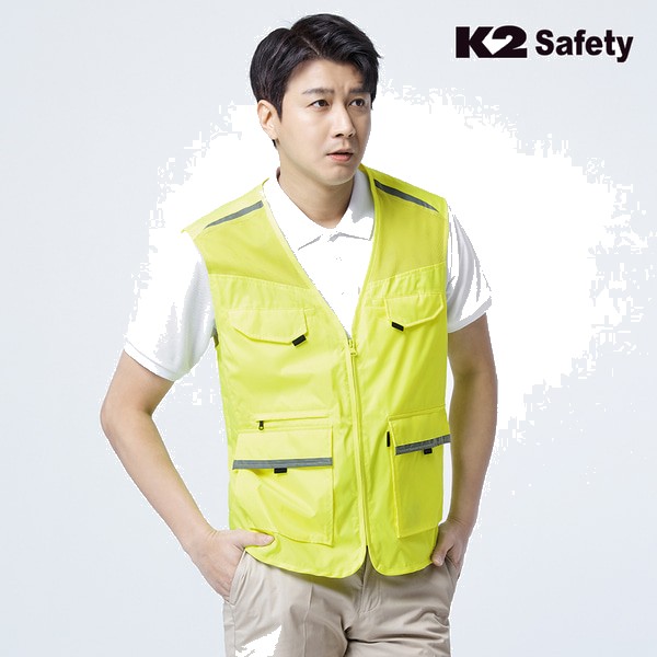 K2 세이프티 작업 형광 조끼 베스트 21VE-608R