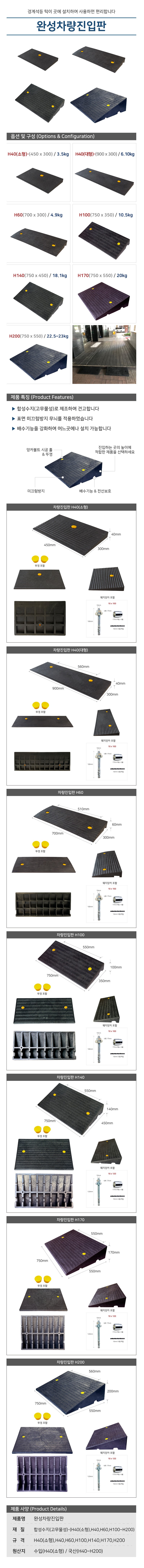 경사로 경사판 턱 휠체어진입 주차장 문턱 상가 차량진입판 140 상세 이미지