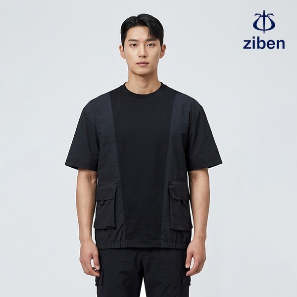 지벤 근무복 여름 반팔티 라운드 티셔츠 상의 작업복 ZB-T2533