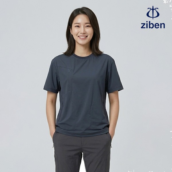 지벤 근무복 여름 반팔티 라운드 티셔츠 상의 작업복 ZB-T2535