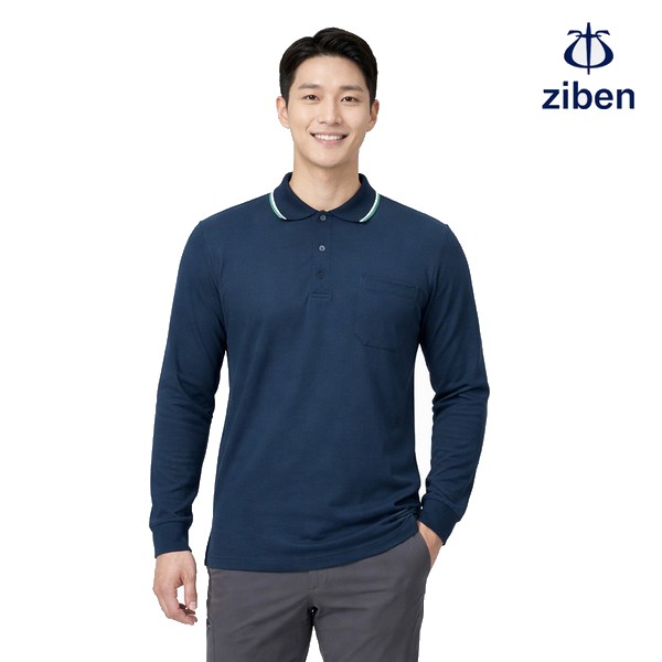 지벤 봄여름 긴팔 티셔츠 상의 작업복 ZB-T1335