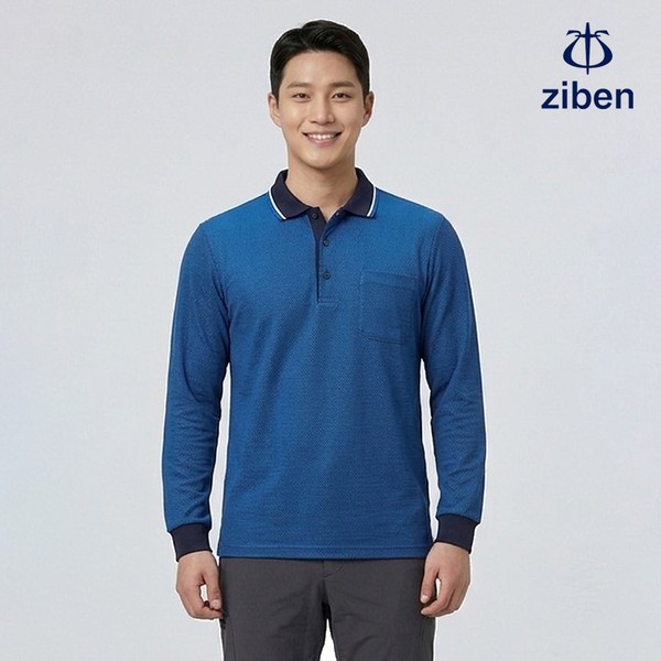 지벤 봄여름 긴팔 티셔츠 상의 작업복 ZB-T1334