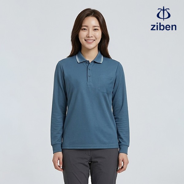 지벤 봄여름 긴팔 티셔츠 상의 작업복 ZB-T1332