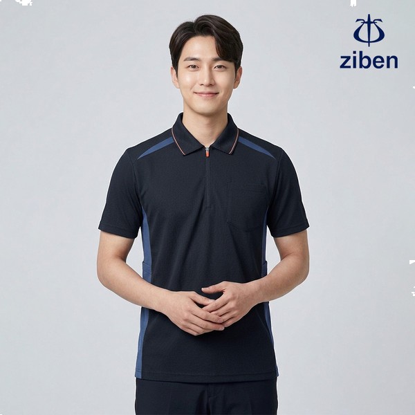 지벤 근무복 여름 반팔티 티셔츠 상의 작업복 ZB-T2033