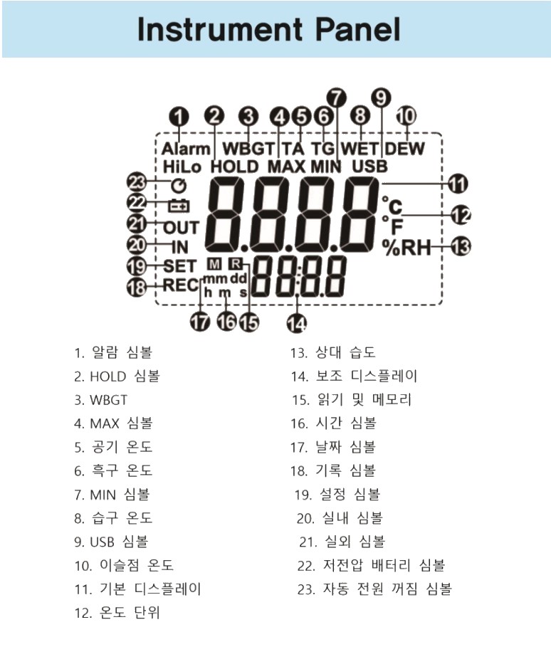 TENMARS 텐마스 디지털 흑구 온습도계 열사병지수 체감온도지수 측정 TM-188D 스탠드 세트 상세 이미지