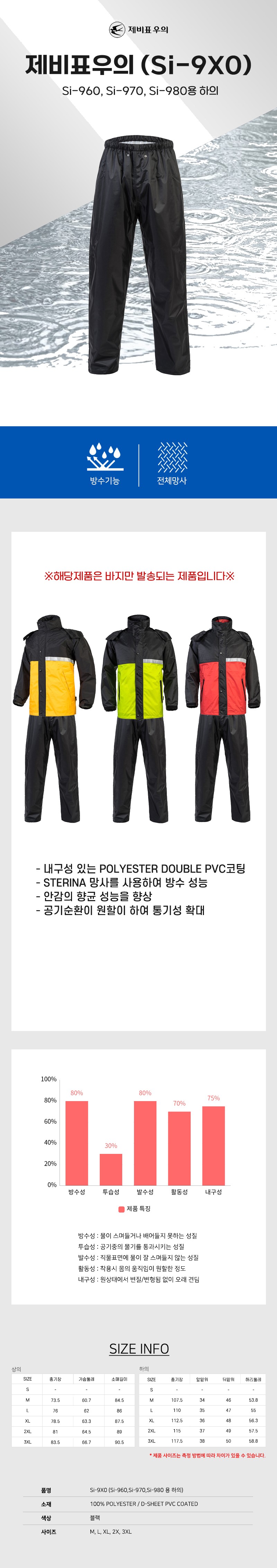 제비표우의 라이더 배달 작업복우의 바지 SI-9X0 상세 이미지