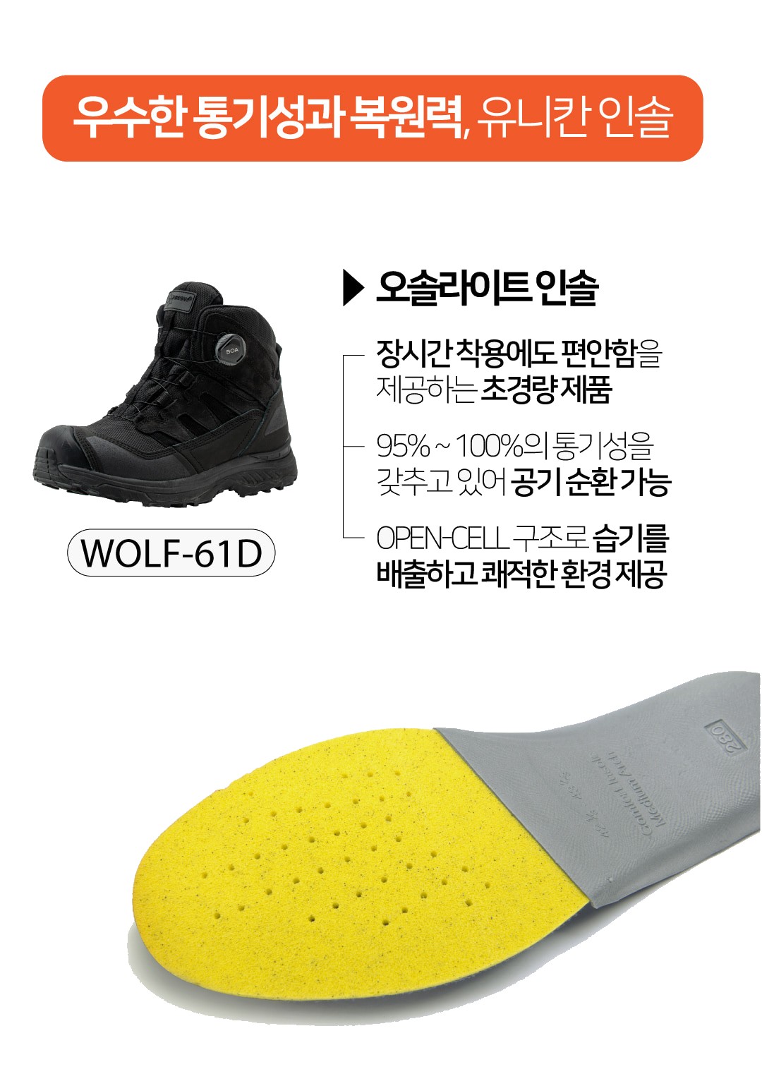 유니칸 다이얼 블랙 안전화 WOLF-61D 상세 이미지