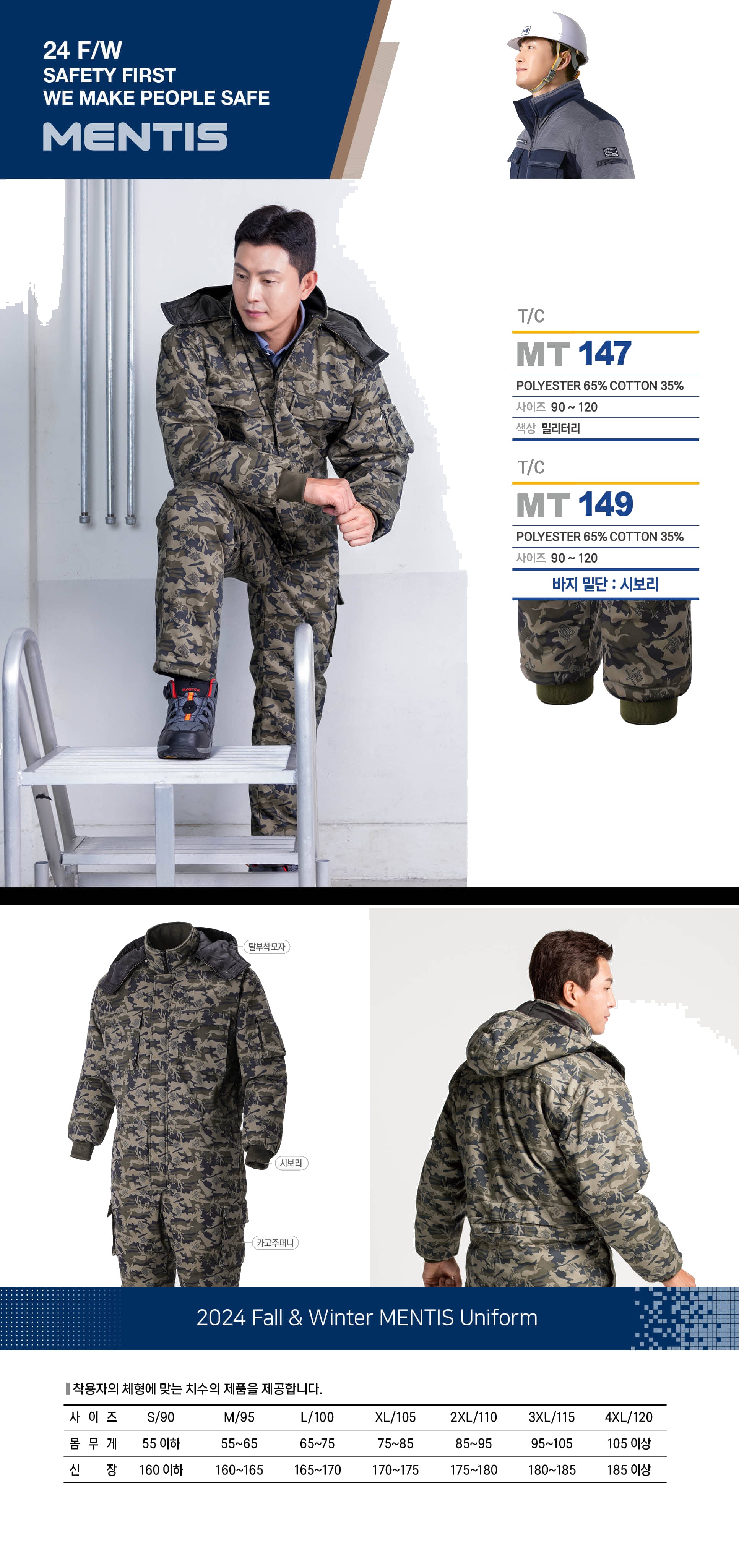 멘티스 밀리터리 추동복 겨울 작업복 정비복 MT-147 MT-149 상세 이미지