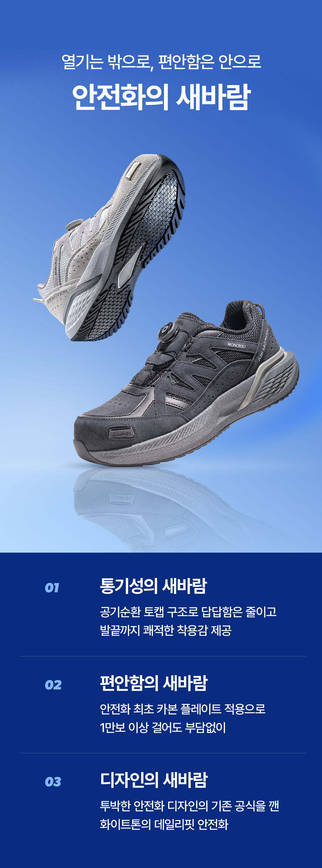 몽크로스 올림포스 4인치 통기성 토캡 생활방수 다이얼 작업화 안전화 AM-1 상세 이미지
