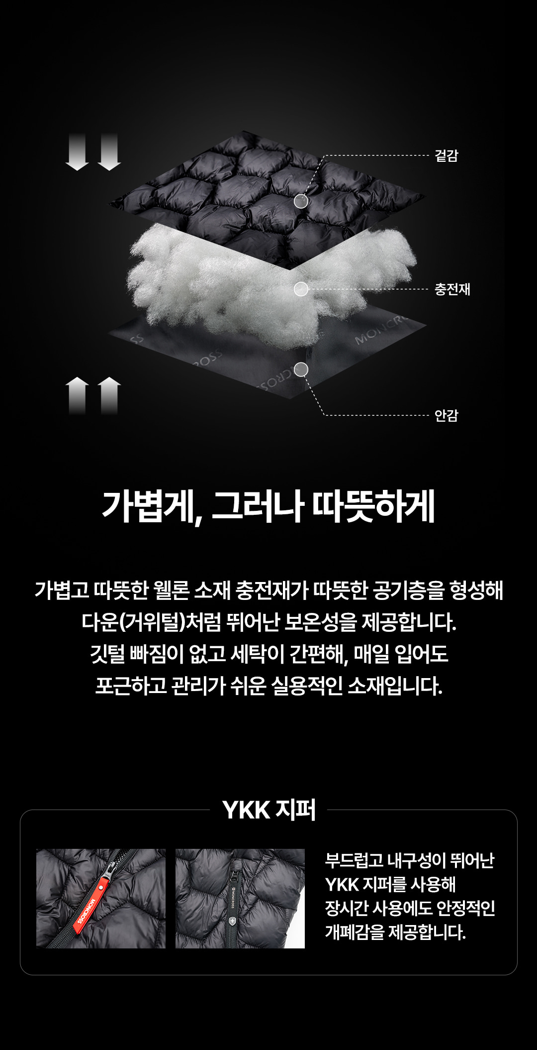 몽크로스 테크웨어 올림포스 무브 웰론 반팔 패딩점퍼 상세 이미지