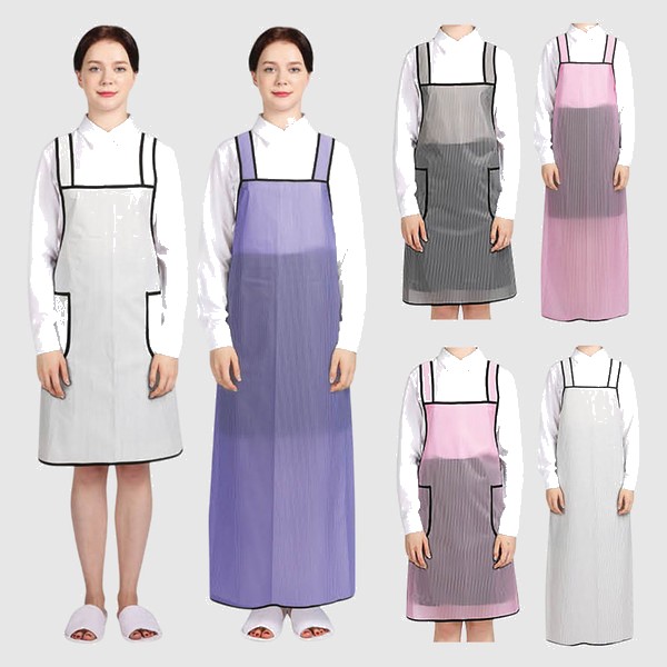 웰프런 우레탄 방수앞치마 스트라이프 / 검정파이핑