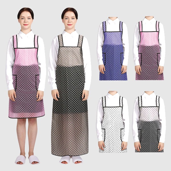 웰프런 우레탄 방수앞치마 유니도트 / 검정파이핑