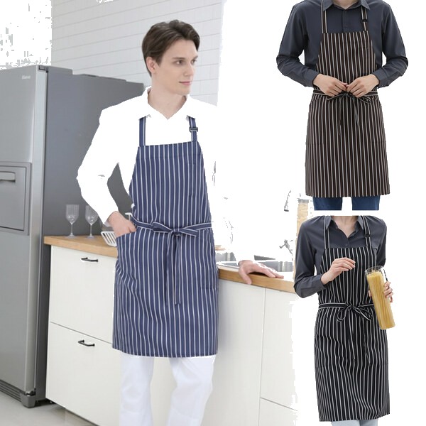워크라인 목걸이형 스트라이프 앞치마
