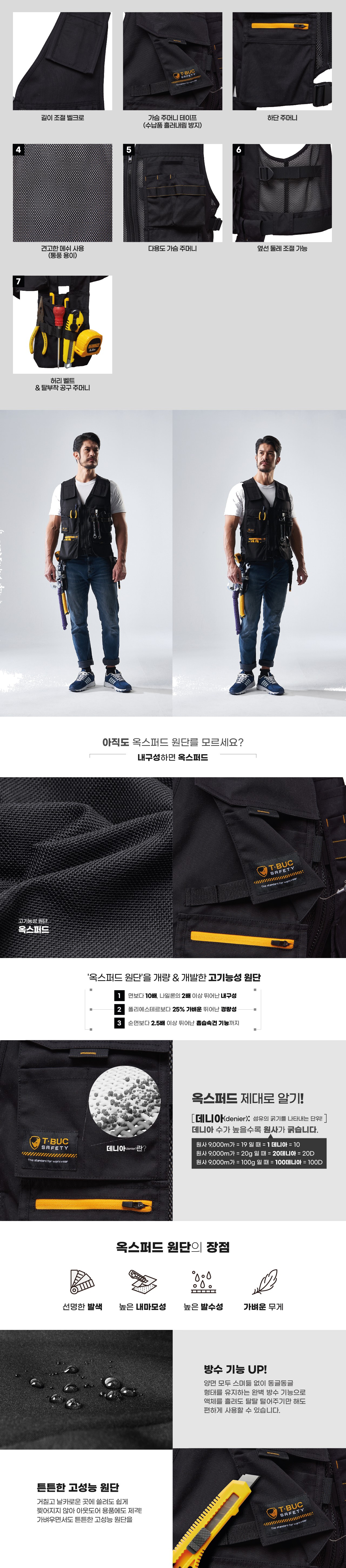 티뷰크 공구 목공 현장 작업조끼 수납 공구조끼 툴마스터 TMV-01 상세 이미지