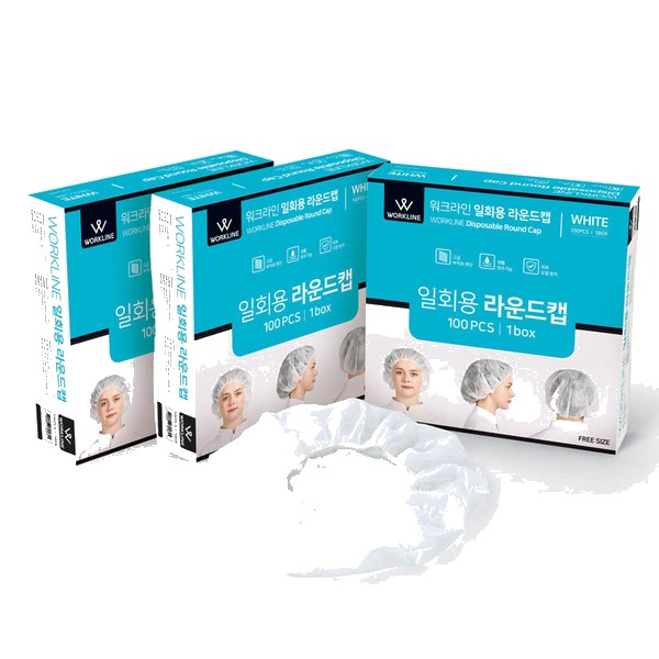 워크라인 일회용 부직포 라운드캡 위생모자