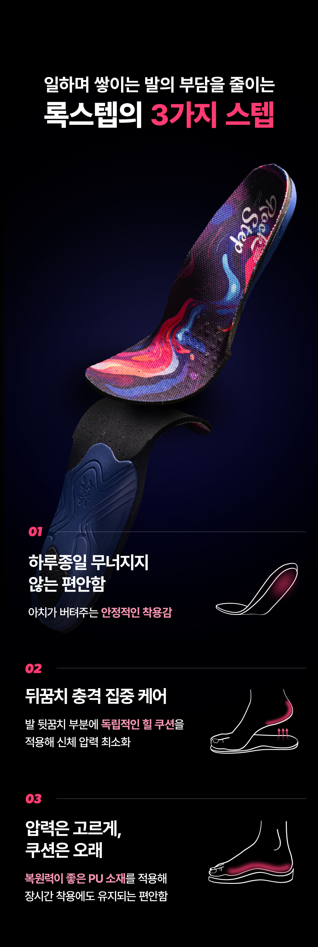 아치소프트 기능성 깔창 안전화 평발 록스텝 아치 인솔 상세 이미지