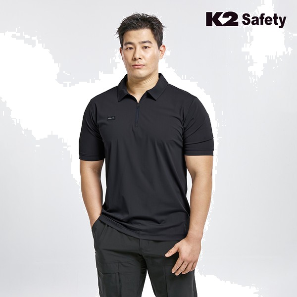 K2세이프티 기능성 스판 반팔 블랙 카라티셔츠 TS-6201