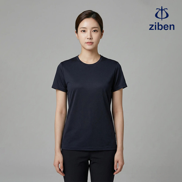 지벤 여름 근무복 작업복 반팔 라운드 티셔츠 상의 ZB-T2633