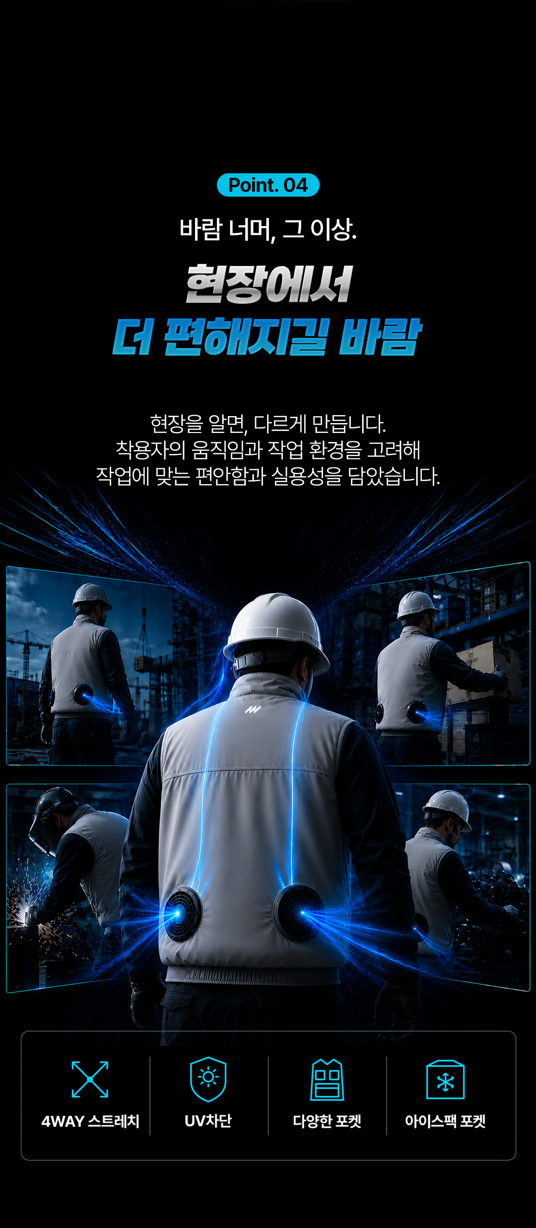허니워커 여름 춘하용 시원한 쿨링 선풍기 조끼 VX-6500W 상세 이미지