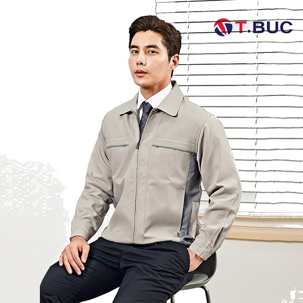 티뷰크 작업복 근무복 현장복 사무복 자켓 폴리 심플 베이지 점퍼 TBC-32