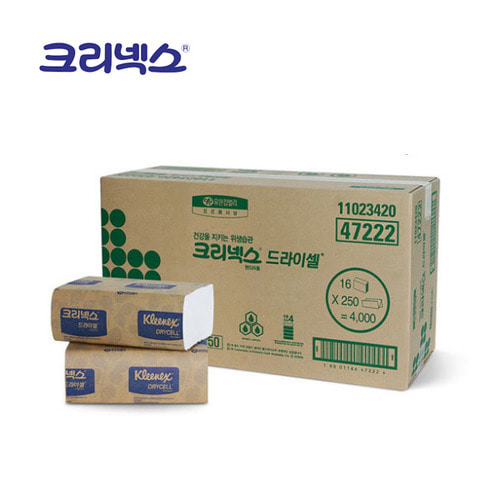 47222 크리넥스® 드라이셀 핸드타올 스탠다드 F250, 16밴드/박스